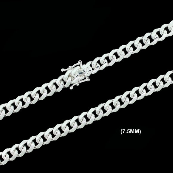 Real 925 SOLID Sterling Silver 7.5mm Miami Cuban Link Chain Necklace 22" inch - Picture 3 of 6